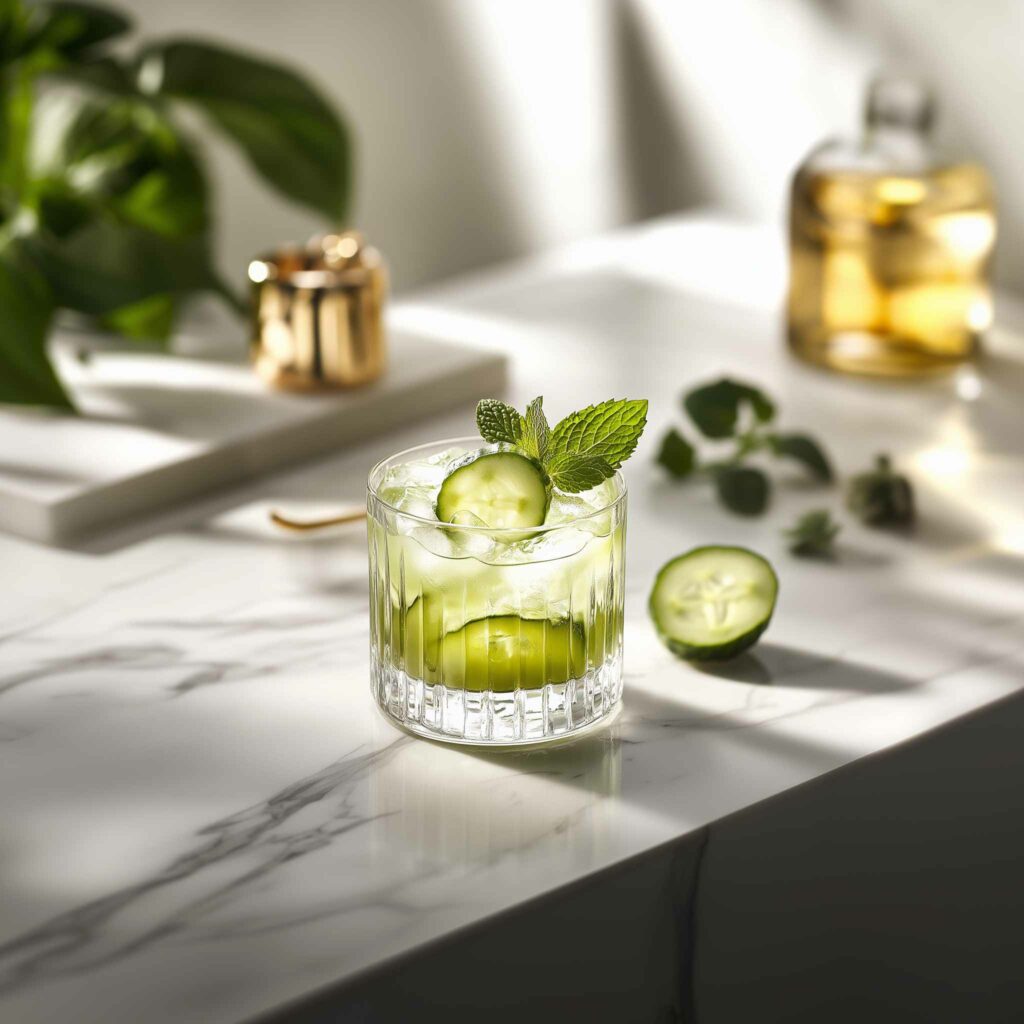 Cucumber mint gin drink